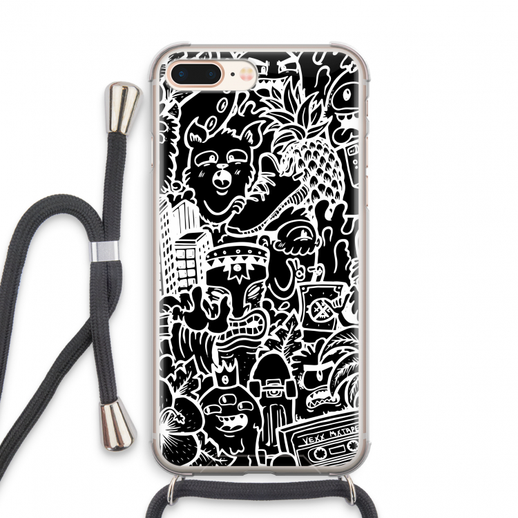 Vexx Black Mixtape: iPhone 8 Plus Transparant Hoesje met koord