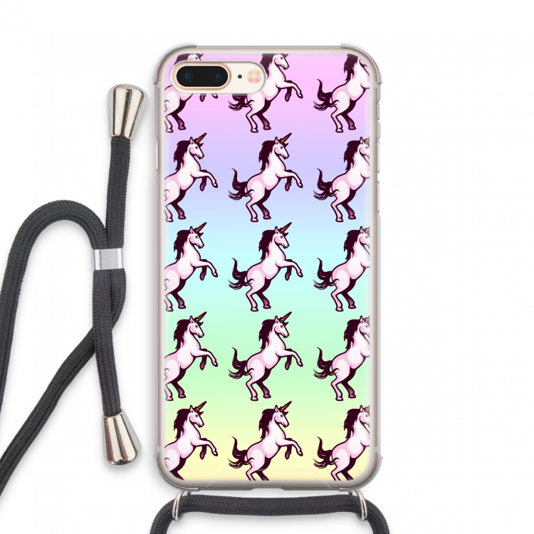 Musketon Unicorn: iPhone 8 Plus Transparant Hoesje met koord