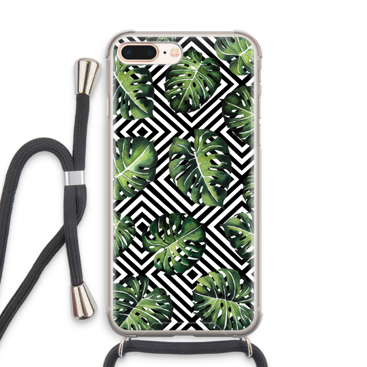 Geometrische jungle: iPhone 8 Plus Transparant Hoesje met koord