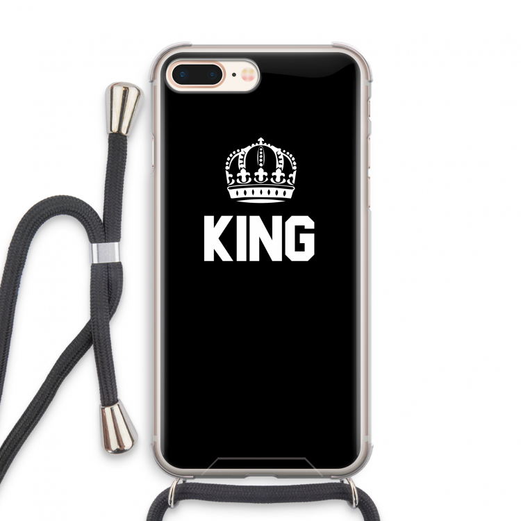 King zwart: iPhone 8 Plus Transparant Hoesje met koord