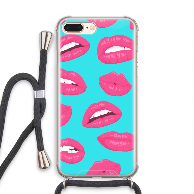 Bite my lip: iPhone 8 Plus Transparant Hoesje met koord