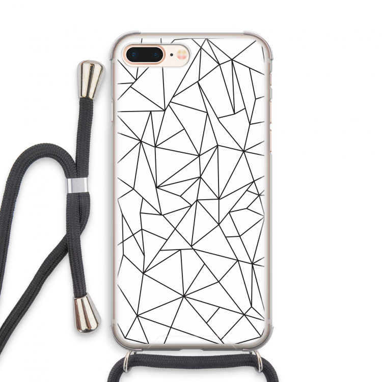 Geometrische lijnen zwart: iPhone 8 Plus Transparant Hoesje met koord