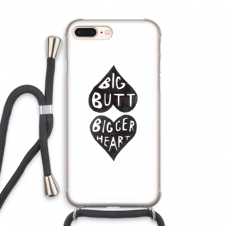 Big butt bigger heart: iPhone 8 Plus Transparant Hoesje met koord