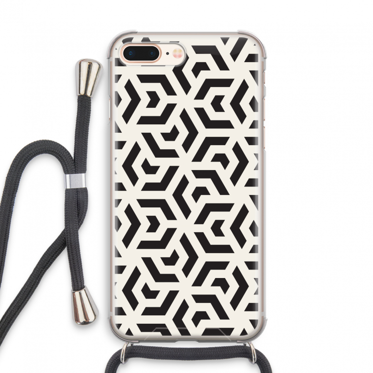 Crazy pattern: iPhone 8 Plus Transparant Hoesje met koord