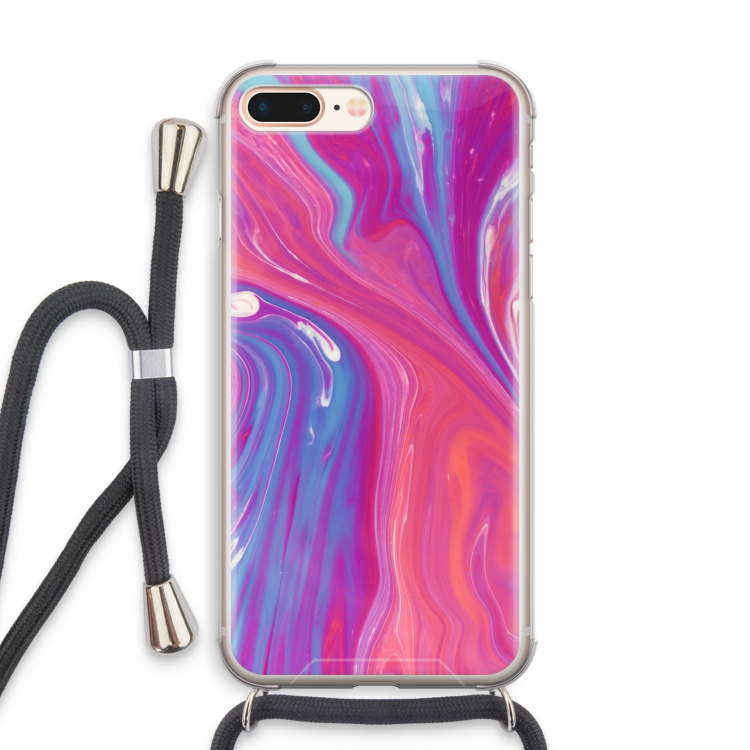 Paarse stroom: iPhone 8 Plus Transparant Hoesje met koord