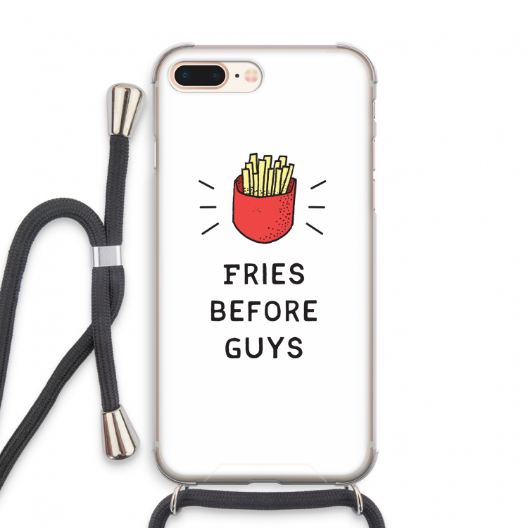 Fries before guys: iPhone 8 Plus Transparant Hoesje met koord