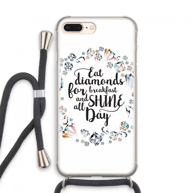 Diamonds: iPhone 8 Plus Transparant Hoesje met koord