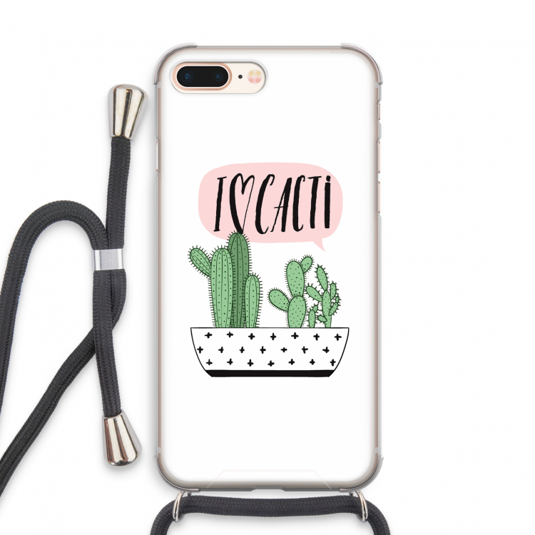 I love cacti: iPhone 8 Plus Transparant Hoesje met koord