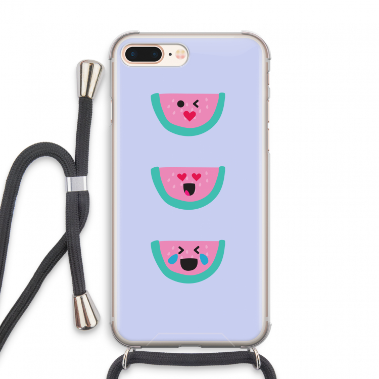 Smiley watermeloen: iPhone 8 Plus Transparant Hoesje met koord