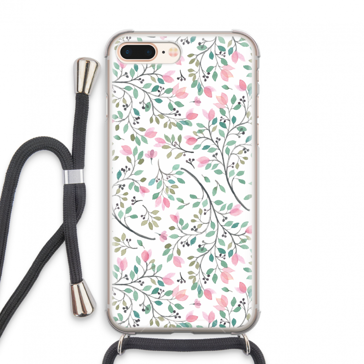 Sierlijke bloemen: iPhone 8 Plus Transparant Hoesje met koord