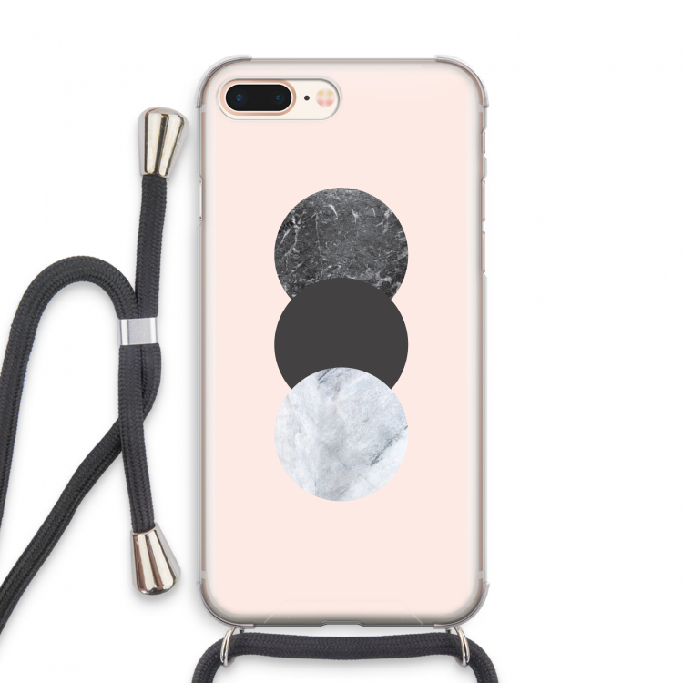 Marmeren cirkels: iPhone 8 Plus Transparant Hoesje met koord
