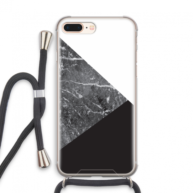 Combinatie marmer: iPhone 8 Plus Transparant Hoesje met koord