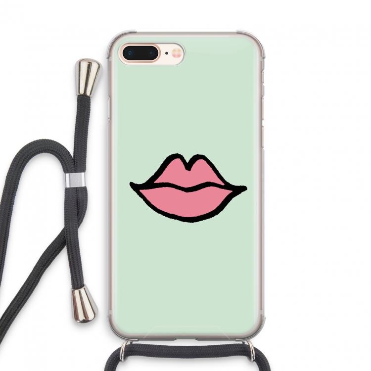 Kusje: iPhone 8 Plus Transparant Hoesje met koord