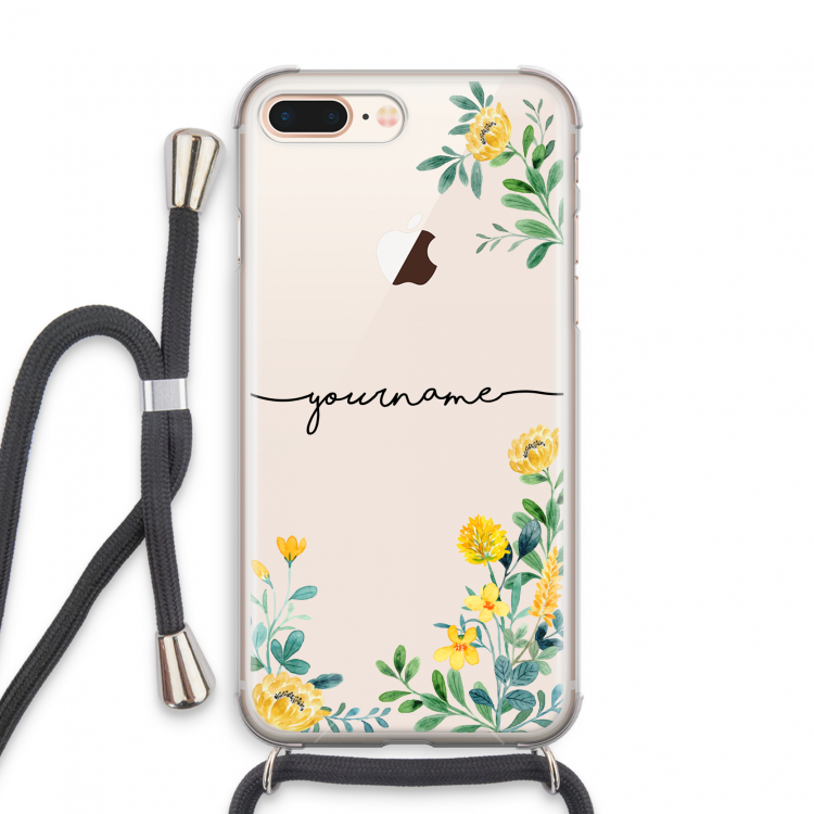 Gele bloemen: iPhone 8 Plus Transparant Hoesje met koord