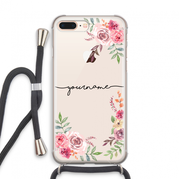 Rozen: iPhone 8 Plus Transparant Hoesje met koord