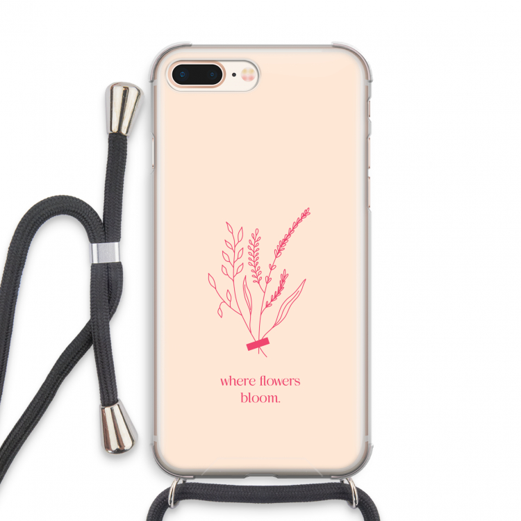 Where flowers bloom: iPhone 8 Plus Transparant Hoesje met koord