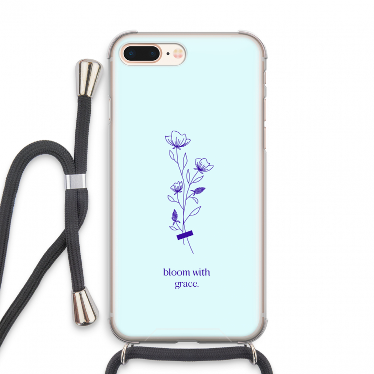 Bloom with grace: iPhone 8 Plus Transparant Hoesje met koord