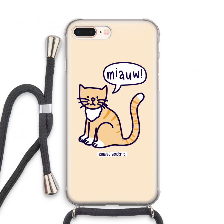 Miauw: iPhone 8 Plus Transparant Hoesje met koord