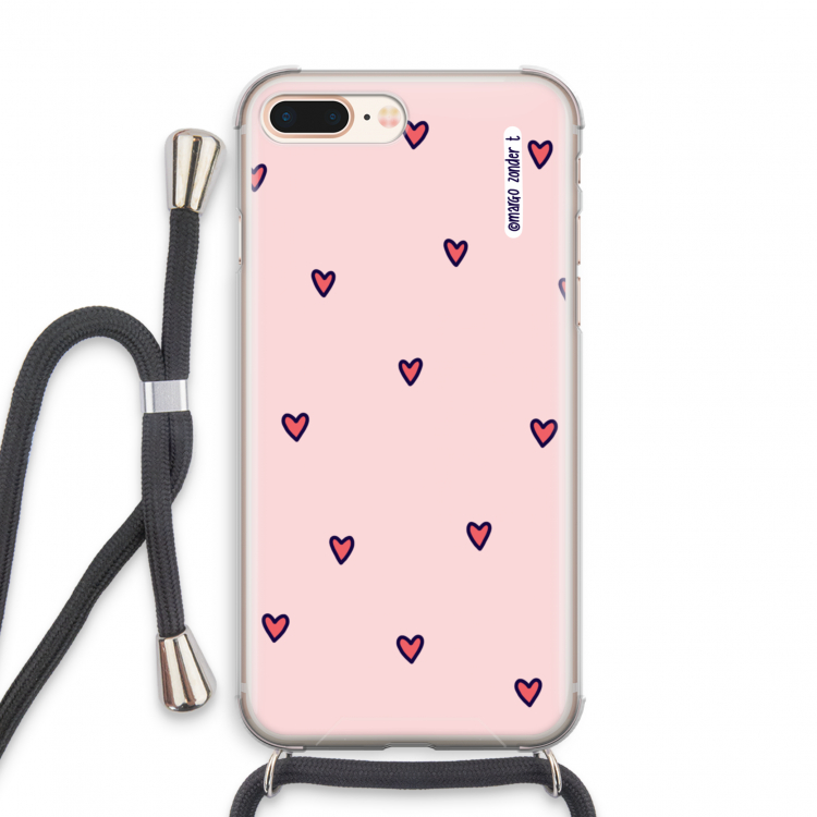 Hartjes: iPhone 8 Plus Transparant Hoesje met koord