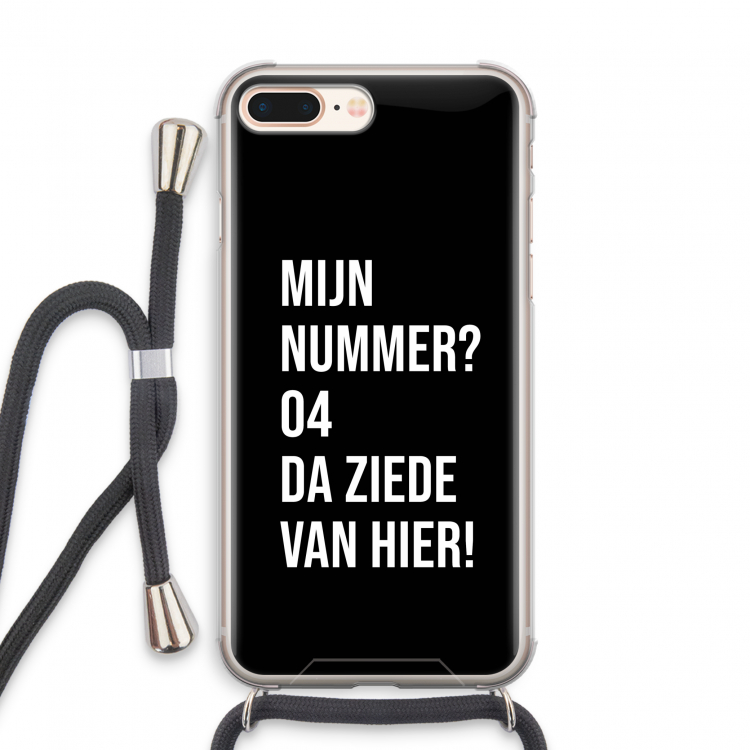 Da ziede van hier - Zwart: iPhone 8 Plus Transparant Hoesje met koord