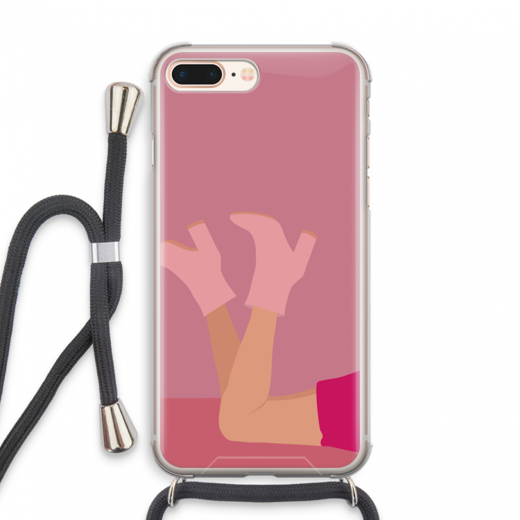 Pink boots: iPhone 8 Plus Transparant Hoesje met koord