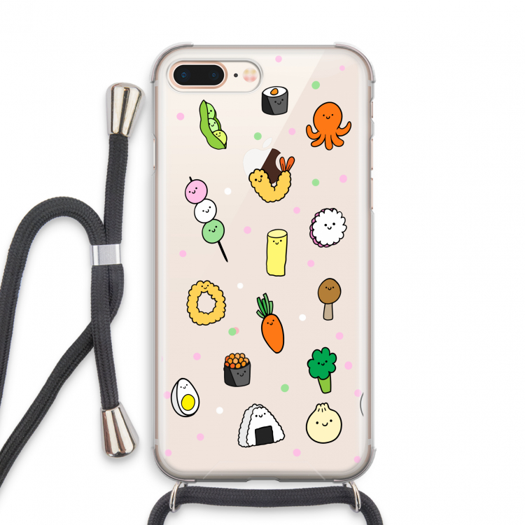 Happy bento friends: iPhone 8 Plus Transparant Hoesje met koord