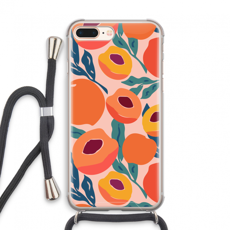 Perzik: iPhone 8 Plus Transparant Hoesje met koord