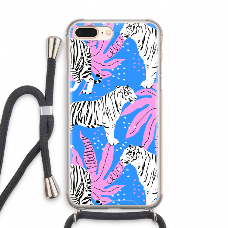 Tijger: iPhone 8 Plus Transparant Hoesje met koord