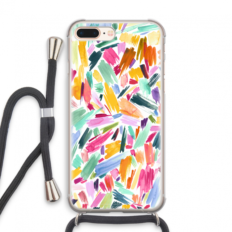 Watercolor Brushstrokes: iPhone 8 Plus Transparant Hoesje met koord