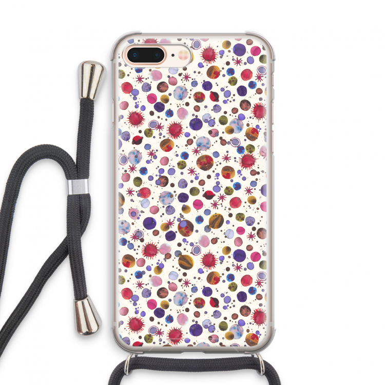 Planets Space: iPhone 8 Plus Transparant Hoesje met koord