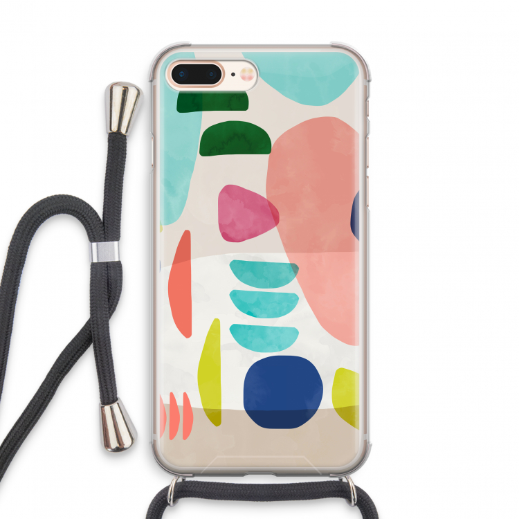 Bold Rounded Shapes: iPhone 8 Plus Transparant Hoesje met koord