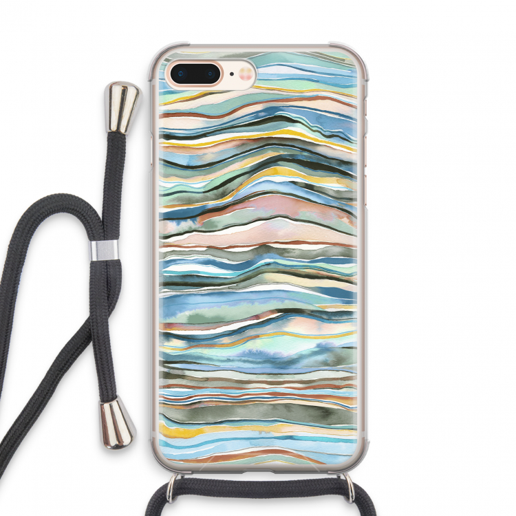 Watercolor Agate: iPhone 8 Plus Transparant Hoesje met koord