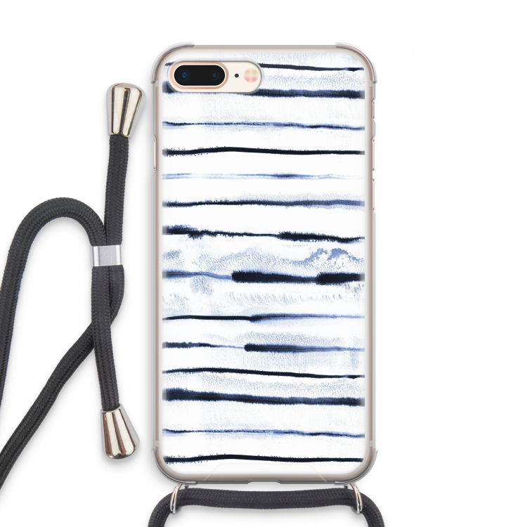 Ink Stripes: iPhone 8 Plus Transparant Hoesje met koord
