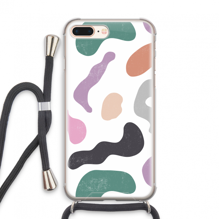 Memphis Shapes: iPhone 8 Plus Transparant Hoesje met koord