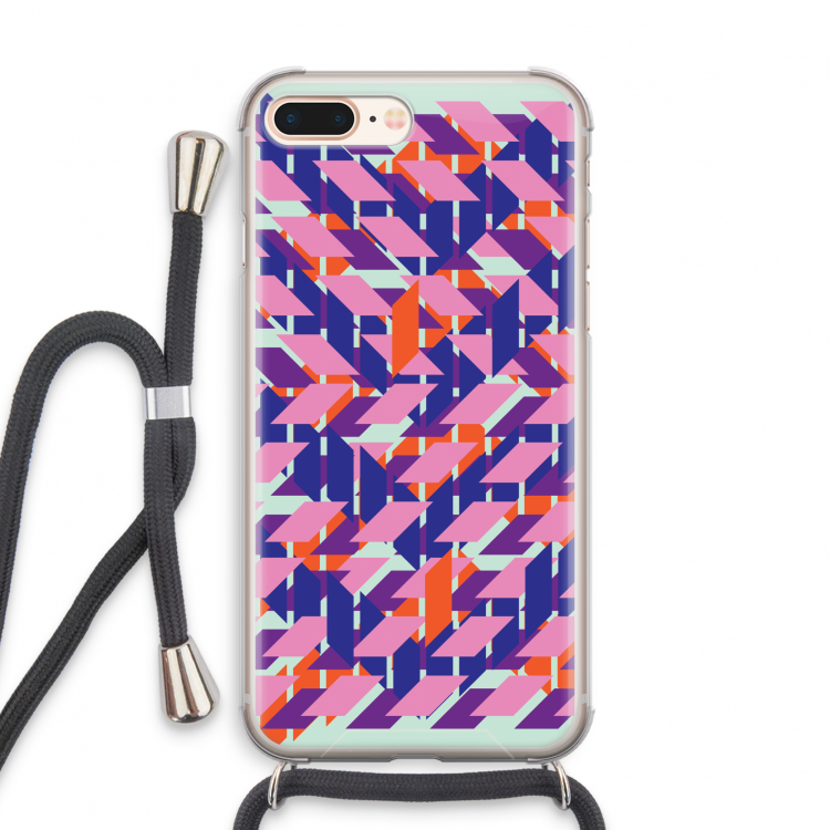 Skew Blush 3: iPhone 8 Plus Transparant Hoesje met koord