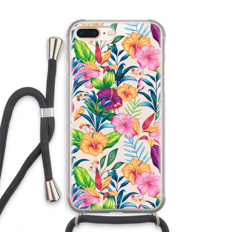 Tropisch 2: iPhone 8 Plus Transparant Hoesje met koord