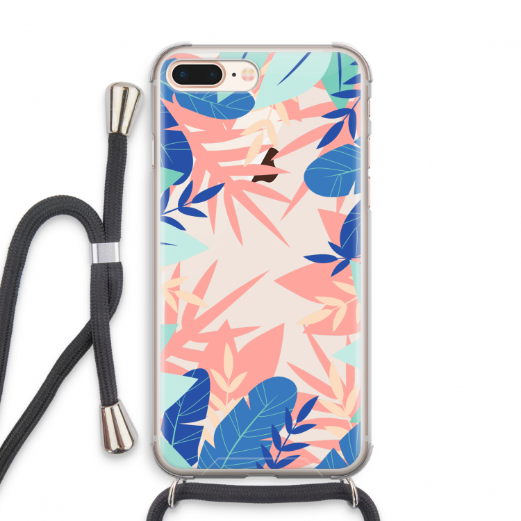 Tropisch: iPhone 8 Plus Transparant Hoesje met koord