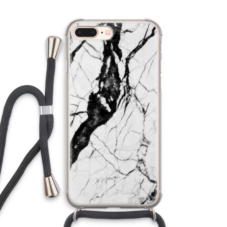 Witte marmer 2: iPhone 8 Plus Transparant Hoesje met koord