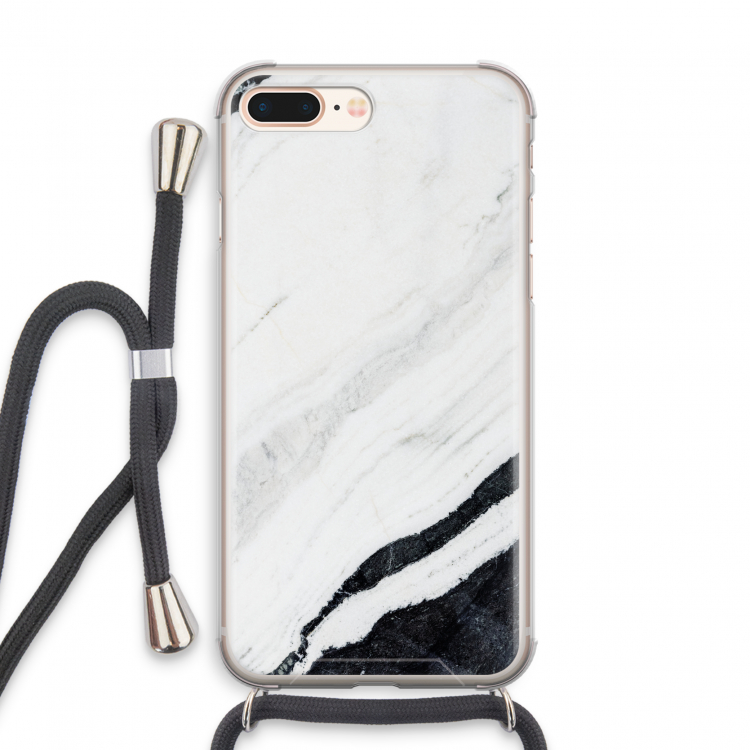 Elegante marmer: iPhone 8 Plus Transparant Hoesje met koord