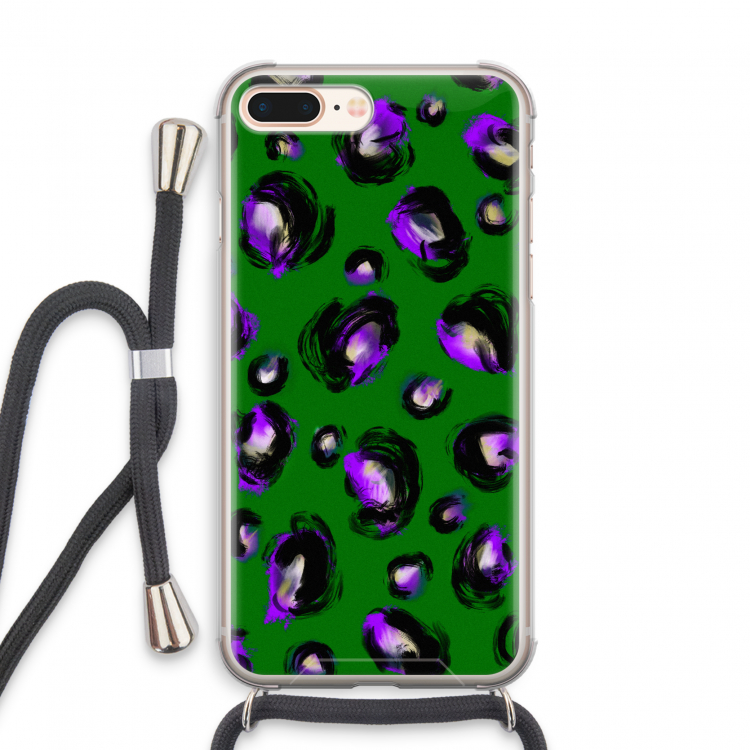 Green Cheetah: iPhone 8 Plus Transparant Hoesje met koord