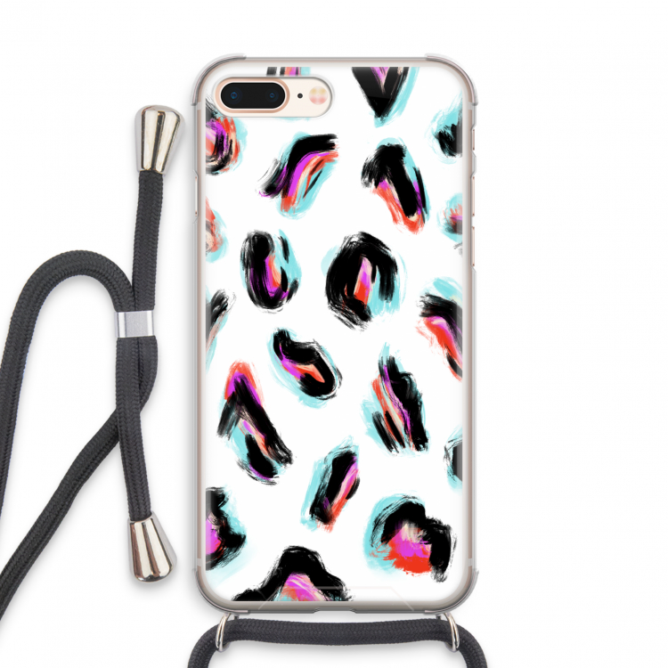 Cheetah color: iPhone 8 Plus Transparant Hoesje met koord