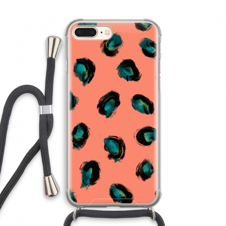 Pink Cheetah: iPhone 8 Plus Transparant Hoesje met koord