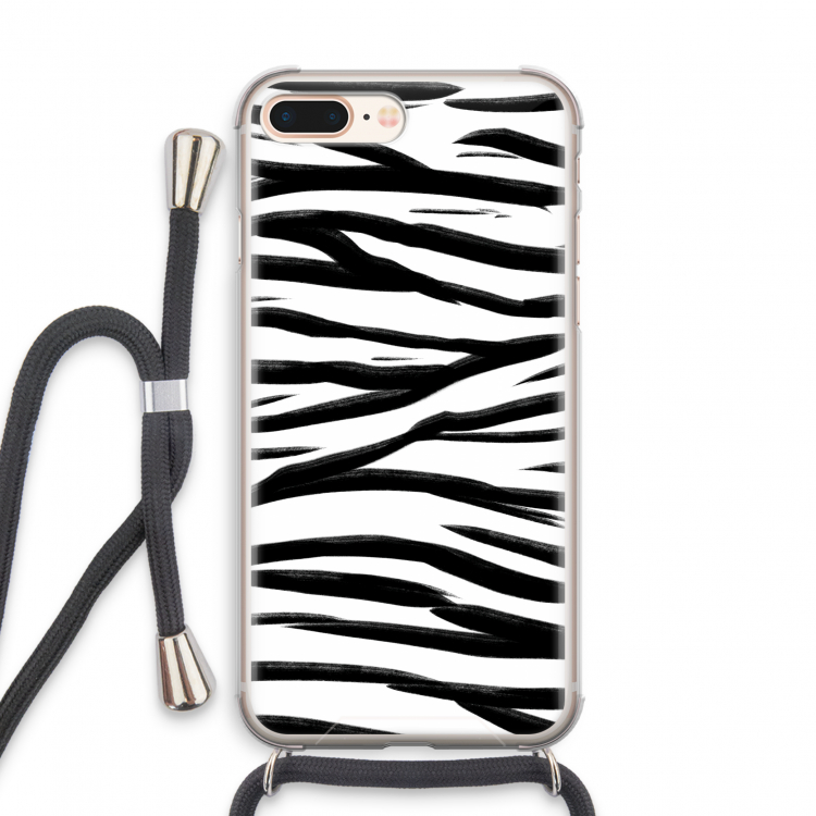 Zebra pattern: iPhone 8 Plus Transparant Hoesje met koord