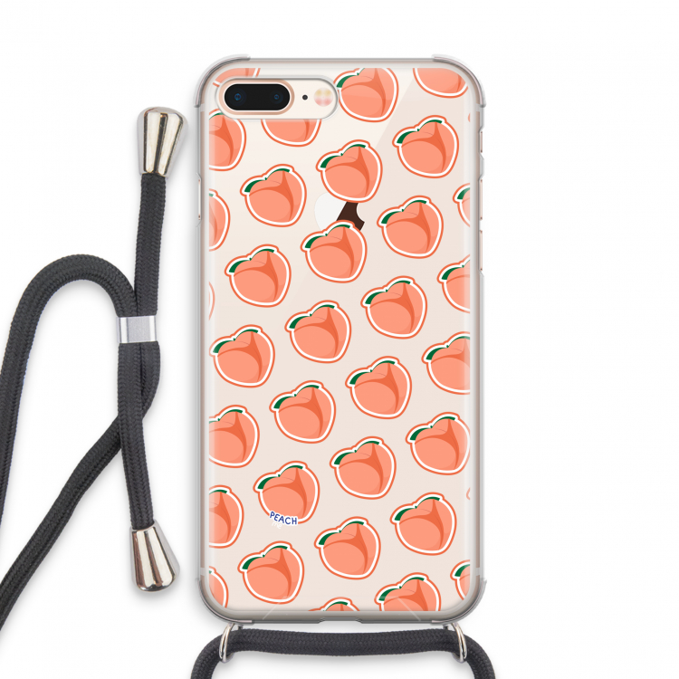 Just peachy: iPhone 8 Plus Transparant Hoesje met koord