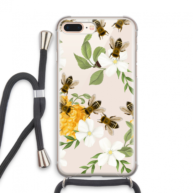 No flowers without bees: iPhone 8 Plus Transparant Hoesje met koord