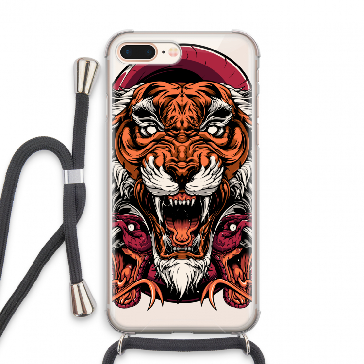 Tiger and Rattlesnakes: iPhone 8 Plus Transparant Hoesje met koord