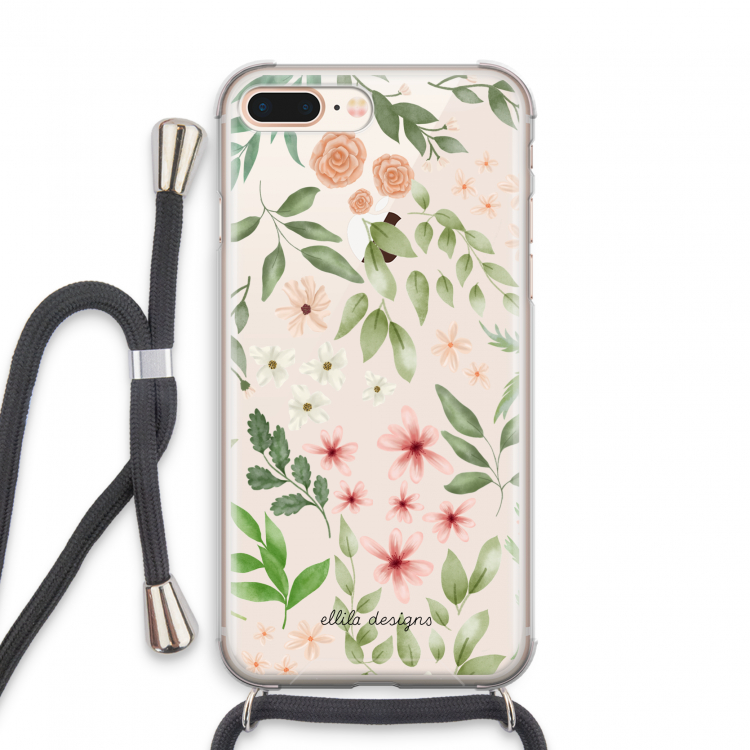 Botanical sweet flower heaven: iPhone 8 Plus Transparant Hoesje met koord
