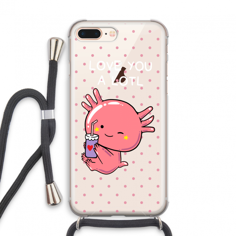 Love You A Lotl: iPhone 8 Plus Transparant Hoesje met koord