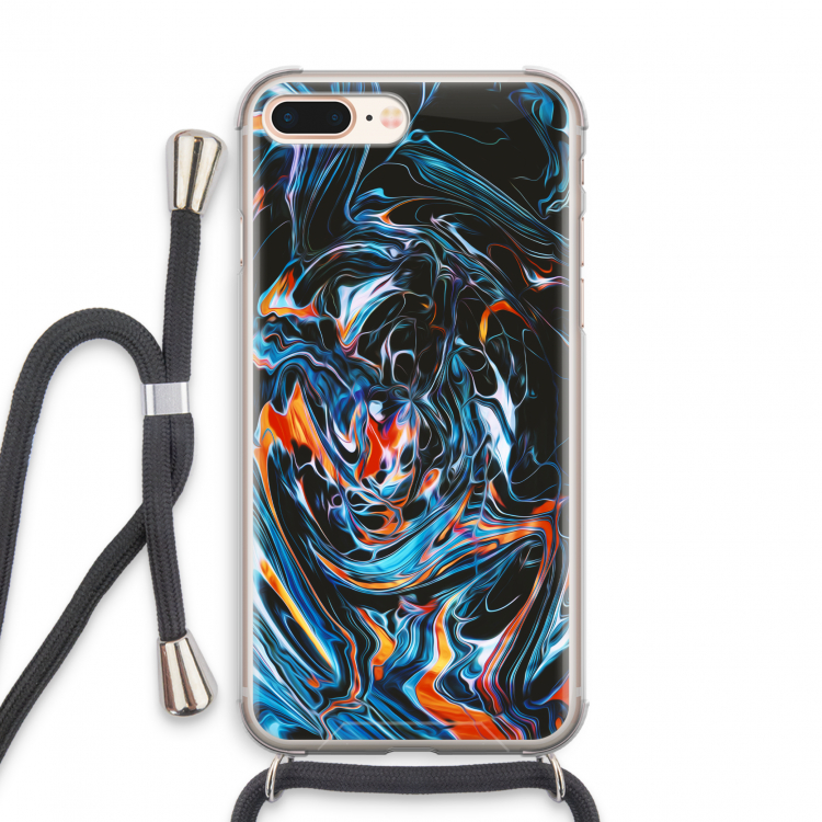 Black Unicorn: iPhone 8 Plus Transparant Hoesje met koord