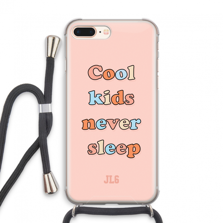 Cool Kids Never Sleep: iPhone 8 Plus Transparant Hoesje met koord